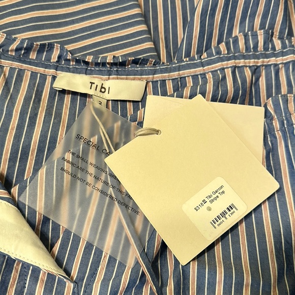 TIBI Garcon Off-the-shoulder Striped Cotton Top size 2 - Picture 4 of 5